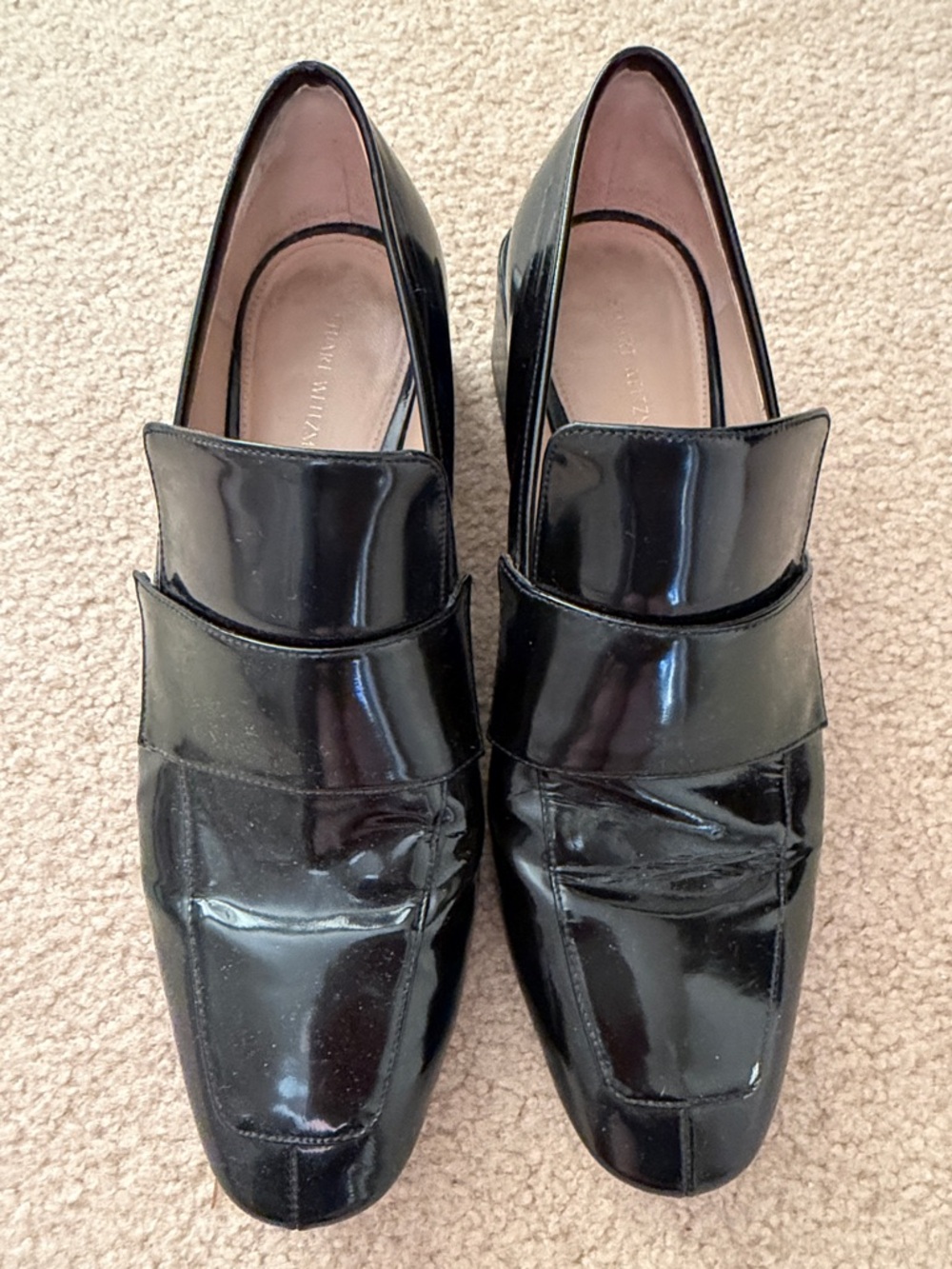 Stuart Weitzman Black Patent Slip-On Loafers